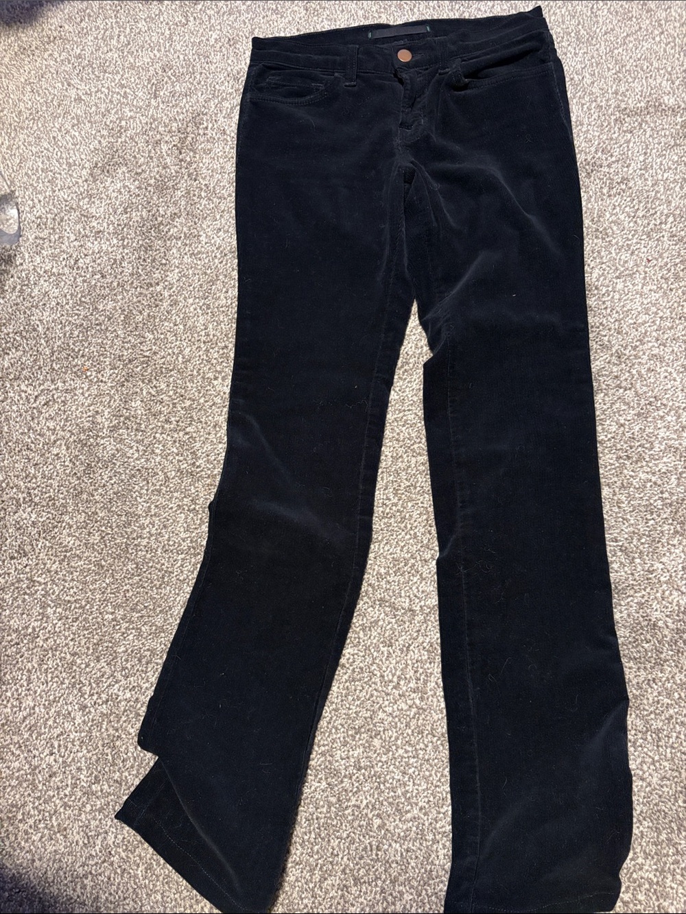 J Brand Black velvet straight leg jeans